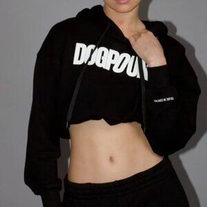 DOGPOUND Essential Cropped Hoodie, Small, Medium only, Black, New